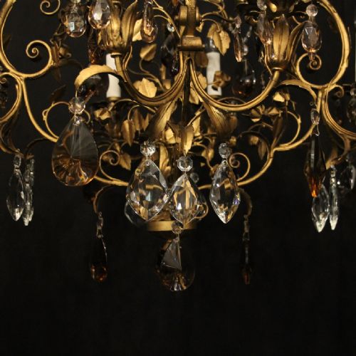 FRENCH TOLEWARE CRYSTAL 8 LIGHT CAGE CHANDELIER - ADDITIONAL PHOTO 6
