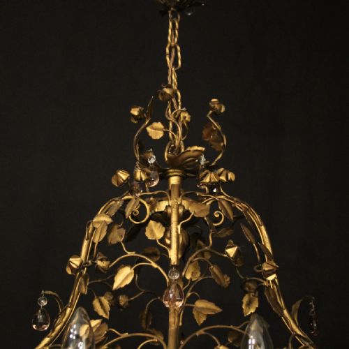 FRENCH TOLEWARE CRYSTAL 8 LIGHT CAGE CHANDELIER - ADDITIONAL PHOTO 8