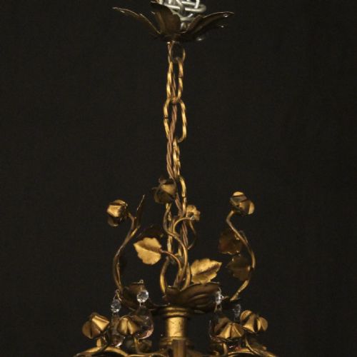 FRENCH TOLEWARE CRYSTAL 8 LIGHT CAGE CHANDELIER - ADDITIONAL PHOTO 9