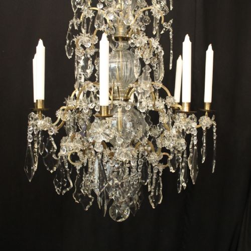 FRENCH MID 19TH CENTURY GILDED CRYSTAL CANDLE ANTIQUE CHANDELIER - ADDITIONAL PHOTO 2