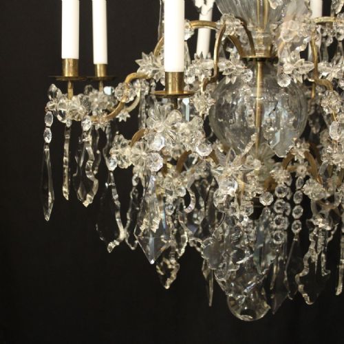 FRENCH MID 19TH CENTURY GILDED CRYSTAL CANDLE ANTIQUE CHANDELIER - ADDITIONAL PHOTO 3