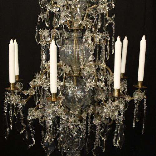 FRENCH MID 19TH CENTURY GILDED CRYSTAL CANDLE ANTIQUE CHANDELIER - ADDITIONAL PHOTO 4
