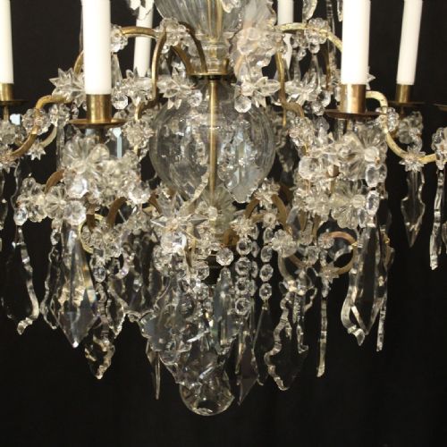FRENCH MID 19TH CENTURY GILDED CRYSTAL CANDLE ANTIQUE CHANDELIER - ADDITIONAL PHOTO 5
