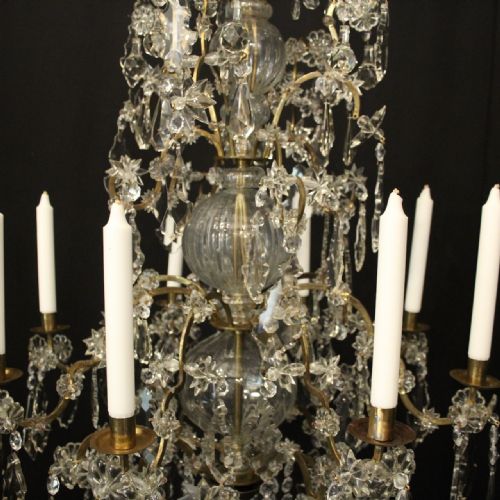 FRENCH MID 19TH CENTURY GILDED CRYSTAL CANDLE ANTIQUE CHANDELIER - ADDITIONAL PHOTO 6