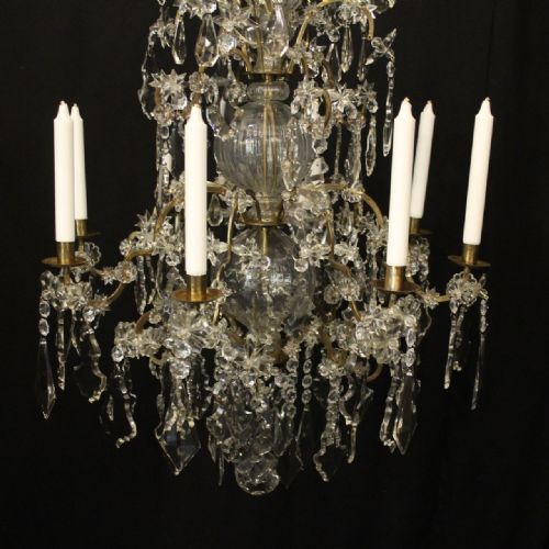 FRENCH MID 19TH CENTURY GILDED CRYSTAL CANDLE ANTIQUE CHANDELIER - ADDITIONAL PHOTO 7