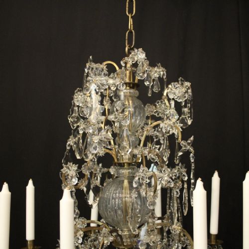 FRENCH MID 19TH CENTURY GILDED CRYSTAL CANDLE ANTIQUE CHANDELIER - ADDITIONAL PHOTO 8