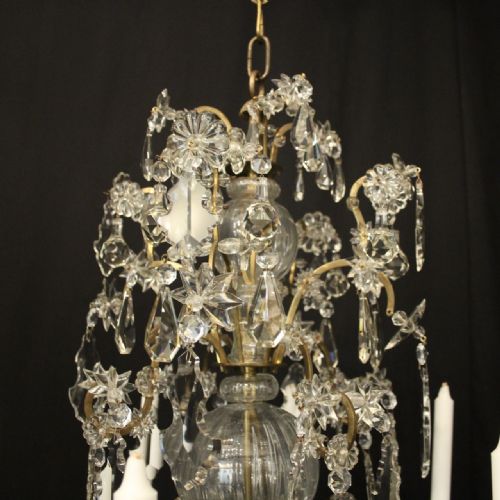 FRENCH MID 19TH CENTURY GILDED CRYSTAL CANDLE ANTIQUE CHANDELIER - ADDITIONAL PHOTO 9