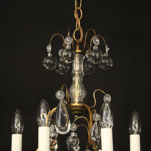 FRENCH GILDED 6 LIGHT ANTIQUE CHANDELIER - ADDITIONAL PHOTO 6