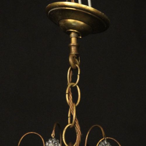 FRENCH GILDED 6 LIGHT ANTIQUE CHANDELIER - ADDITIONAL PHOTO 9