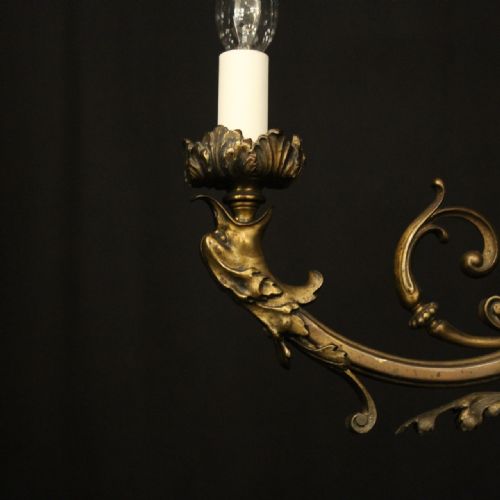 FRENCH LATE 19TH CENTURY PAIR GILDED BRONZE 4 LIGHT CHANDELIERS - ADDITIONAL PHOTO 6
