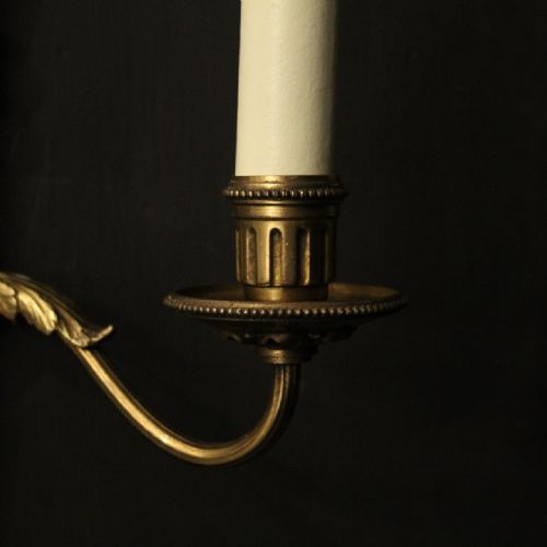 FRENCH EMPIRE SET OF 4 GILDED BRASS ANTIQUE WALL LIGHTS - ADDITIONAL PHOTO 6