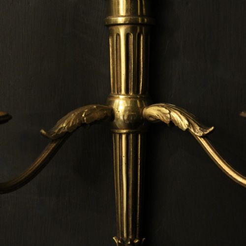 FRENCH EMPIRE SET OF 4 GILDED BRASS ANTIQUE WALL LIGHTS - ADDITIONAL PHOTO 8