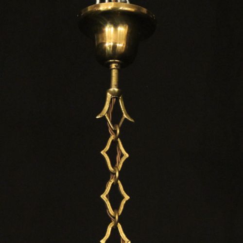 FRENCH GILDED BRONZE TRIPLE LIGHT ANTIQUE HALL LANTERN - ADDITIONAL PHOTO 9