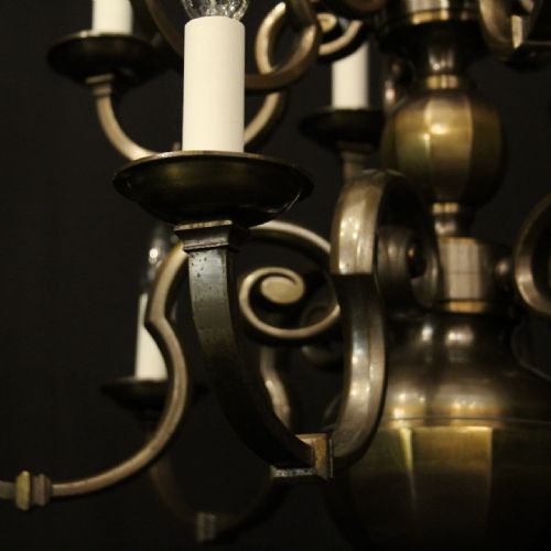 ENGLISH BRONZE 12 LIGHT ANTIQUE CHANDELIER - ADDITIONAL PHOTO 1