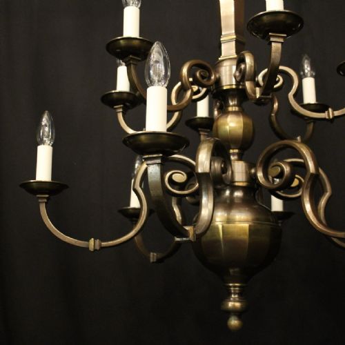 ENGLISH BRONZE 12 LIGHT ANTIQUE CHANDELIER - ADDITIONAL PHOTO 3