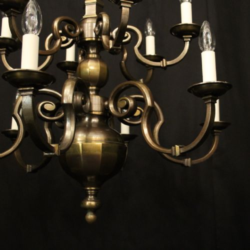 ENGLISH BRONZE 12 LIGHT ANTIQUE CHANDELIER - ADDITIONAL PHOTO 5