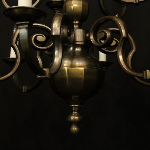 ENGLISH BRONZE 12 LIGHT ANTIQUE CHANDELIER - ADDITIONAL PHOTO 6