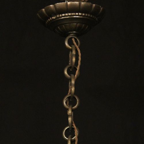 ENGLISH BRONZE 12 LIGHT ANTIQUE CHANDELIER - ADDITIONAL PHOTO 9