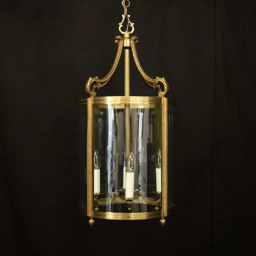 FRENCH GILDED BRONZE ANTIQUE HALL LANTERN