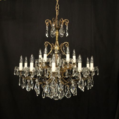 FRENCH GILDED 16 LIGHT ANTIQUE CHANDELIER