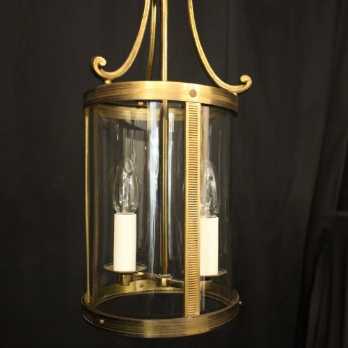 FRENCH GILDED CONVEX HALL ANTIQUE LANTERN - ADDITIONAL PHOTO 1