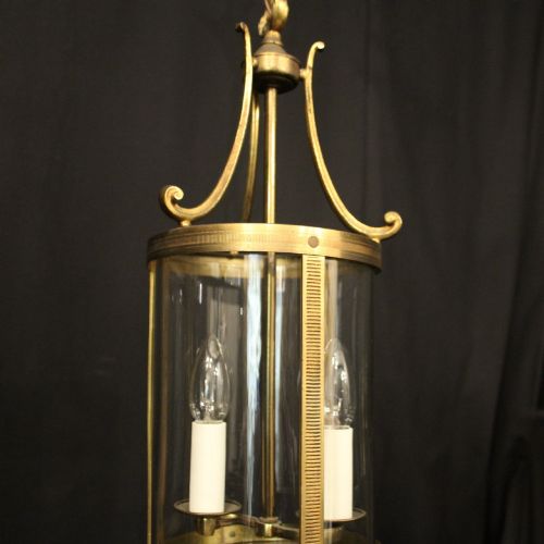 FRENCH GILDED CONVEX HALL ANTIQUE LANTERN - ADDITIONAL PHOTO 3