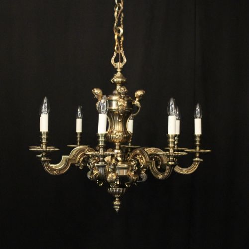 FRENCH GILDED BRONZE 8 LIGHT CHANDELIER