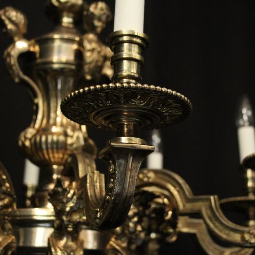 FRENCH GILDED BRONZE 8 LIGHT CHANDELIER - ADDITIONAL PHOTO 4