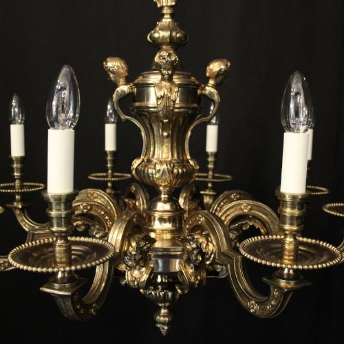 FRENCH GILDED BRONZE 8 LIGHT CHANDELIER - ADDITIONAL PHOTO 5