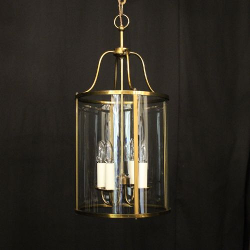 ENGLISH CONVEX GILDED FOUR LIGHT HALL LANTERN
