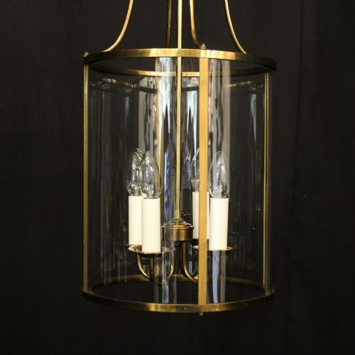 ENGLISH CONVEX GILDED FOUR LIGHT HALL LANTERN - ADDITIONAL PHOTO 5