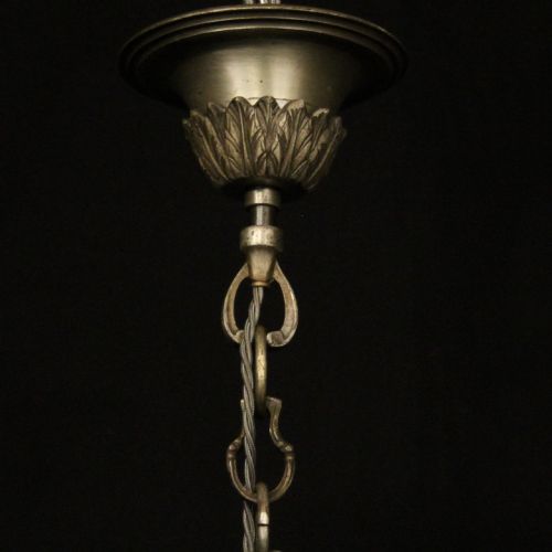 FRENCH SILVER GILDED BRONZE 6 LIGHT CHANDELIER - ADDITIONAL PHOTO 9