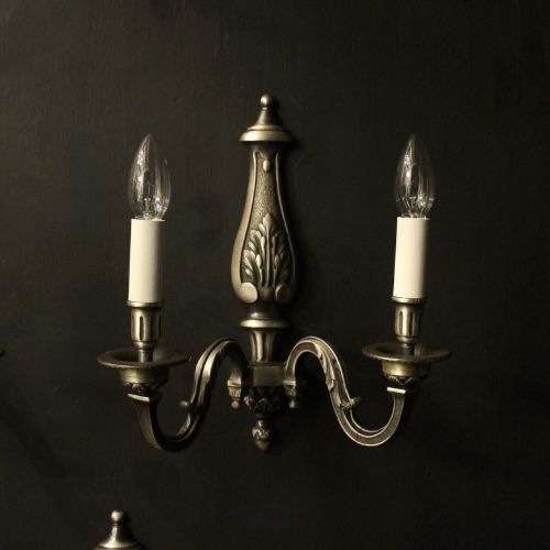 FRENCH SET OF 6 SILVER GILDED WALL LIGHTS - ADDITIONAL PHOTO 1