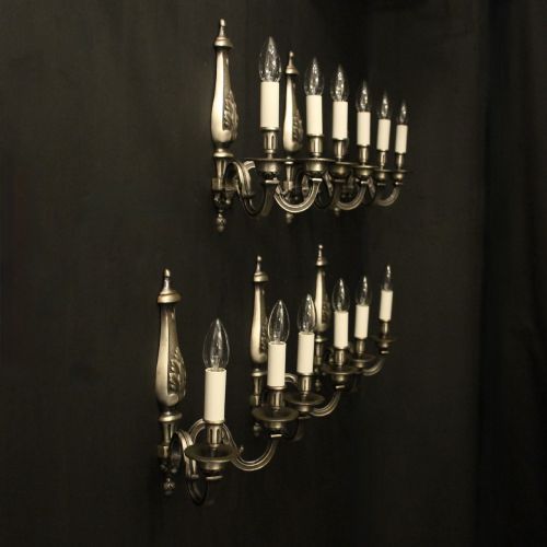 FRENCH SET OF 6 SILVER GILDED WALL LIGHTS - ADDITIONAL PHOTO 9