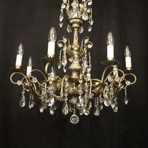 ITALIAN SILVER CRYSTAL GENOA 8 LIGHT CHANDELIER - ADDITIONAL PHOTO 1