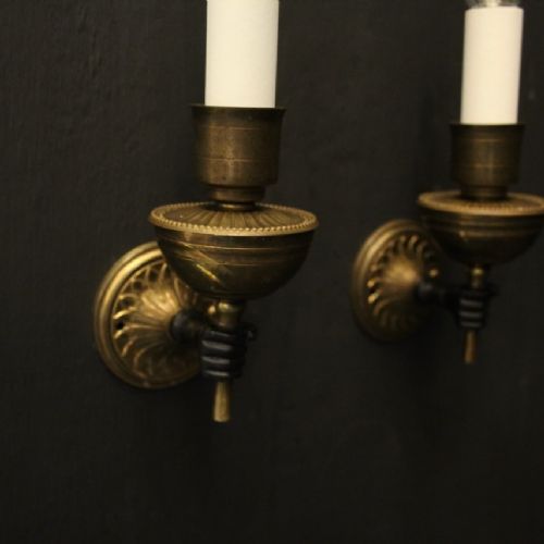 FRENCH PAIR OF SINGLE ARM EMPIRE WALL LIGHTS - ADDITIONAL PHOTO 3