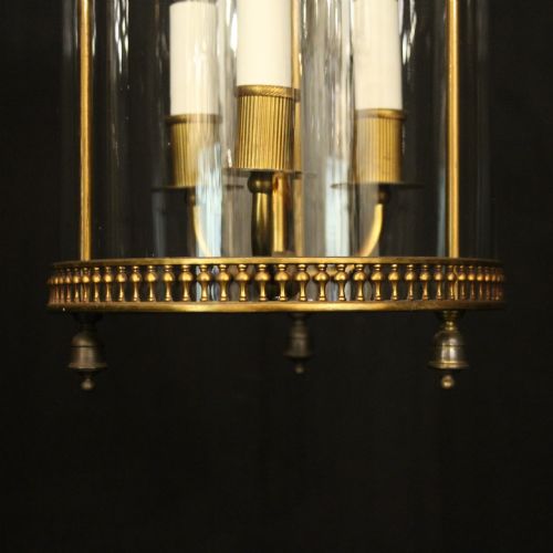 FRENCH GILDED TRIPLE LIGHT ANTIQUE HALL LANTERN - ADDITIONAL PHOTO 5