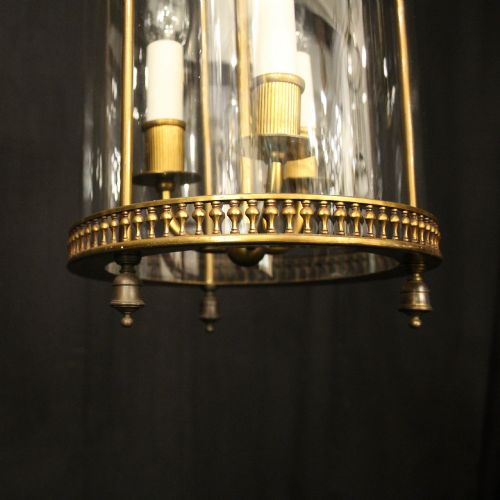 FRENCH GILDED TRIPLE LIGHT ANTIQUE HALL LANTERN - ADDITIONAL PHOTO 7