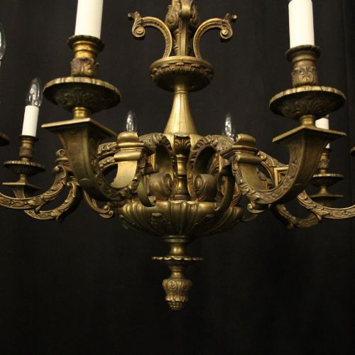 FRENCH GILDED BRONZE 8 LIGHT ANTIQUE CHANDELIER - ADDITIONAL PHOTO 4