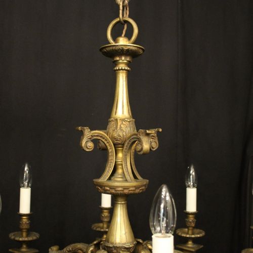 FRENCH GILDED BRONZE 8 LIGHT ANTIQUE CHANDELIER - ADDITIONAL PHOTO 8