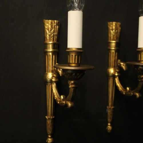 FRENCH PAIR OF GILDED EMPIRE WALL LIGHTS - ADDITIONAL PHOTO 2