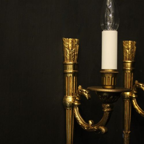 FRENCH PAIR OF GILDED EMPIRE WALL LIGHTS - ADDITIONAL PHOTO 7