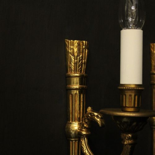 FRENCH PAIR OF GILDED EMPIRE WALL LIGHTS - ADDITIONAL PHOTO 8