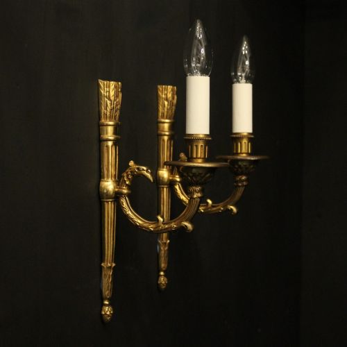 FRENCH PAIR OF GILDED EMPIRE WALL LIGHTS - ADDITIONAL PHOTO 9