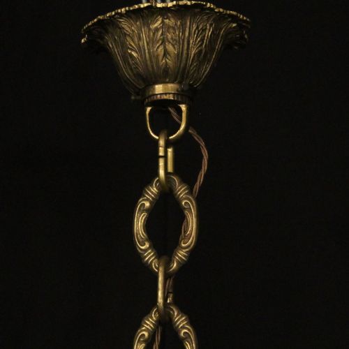 FRENCH PAIR BRONZE 8 LIGHT ANTIQUE CHANDELIERS - ADDITIONAL PHOTO 9