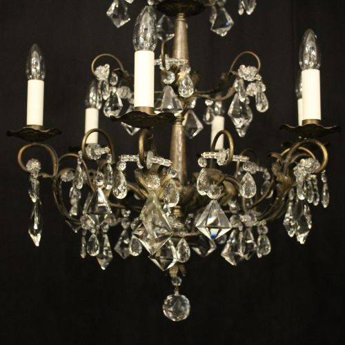 ITALIAN SILVER CRYSTAL GENOA 6 LIGHT CHANDELIER - ADDITIONAL PHOTO 1