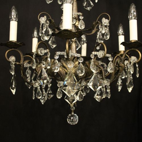 ITALIAN SILVER CRYSTAL GENOA 6 LIGHT CHANDELIER - ADDITIONAL PHOTO 5