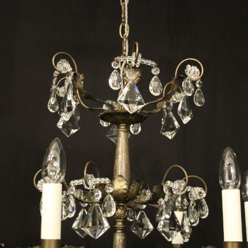 ITALIAN SILVER CRYSTAL GENOA 6 LIGHT CHANDELIER - ADDITIONAL PHOTO 7
