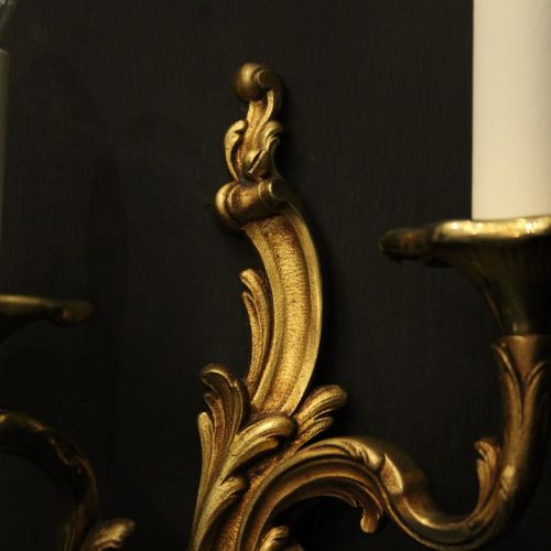 FRENCH PAIR OF GILDED BRONZE ANTIQUE WALL LIGHTS - ADDITIONAL PHOTO 4