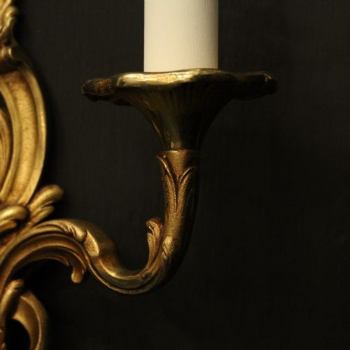FRENCH PAIR OF GILDED BRONZE ANTIQUE WALL LIGHTS - ADDITIONAL PHOTO 7